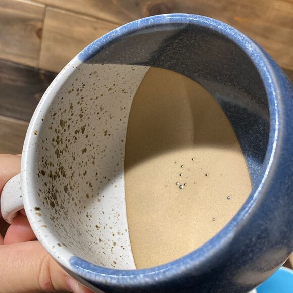 Blueprint Navy Blue Tan and White Speckled Perky Ceramic Mug with Feet - Picture 2 of 7